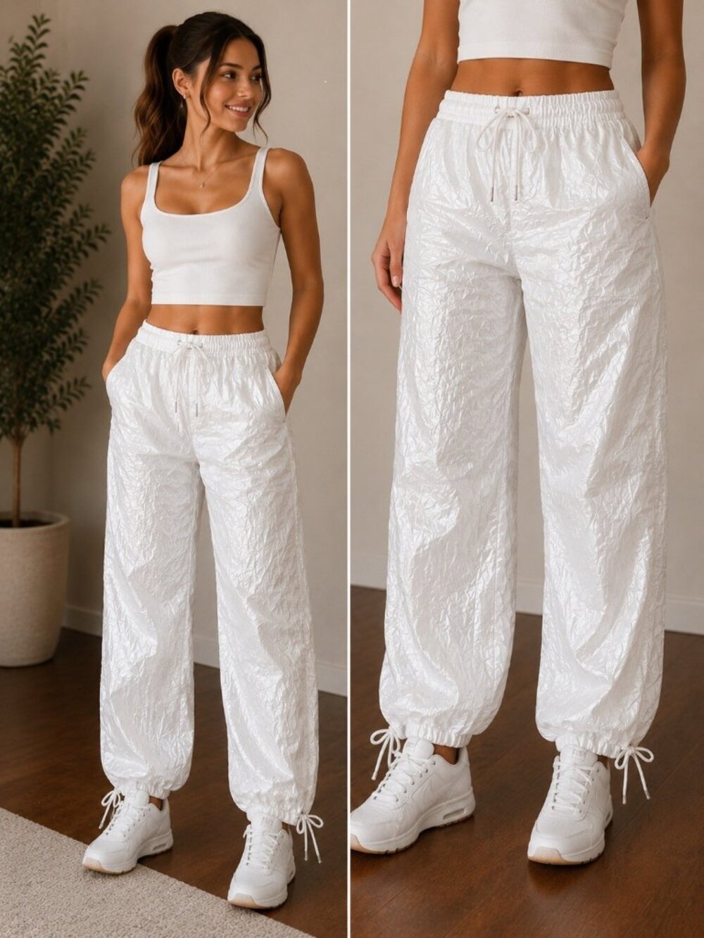 White Textured Joggers - Size Small - NWOT's